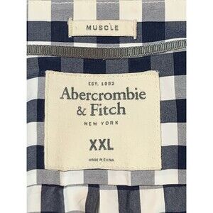 Abercrombie & Fitch Muscle Blue Check Long Sleeve Button Down 100% Cotton 2XL